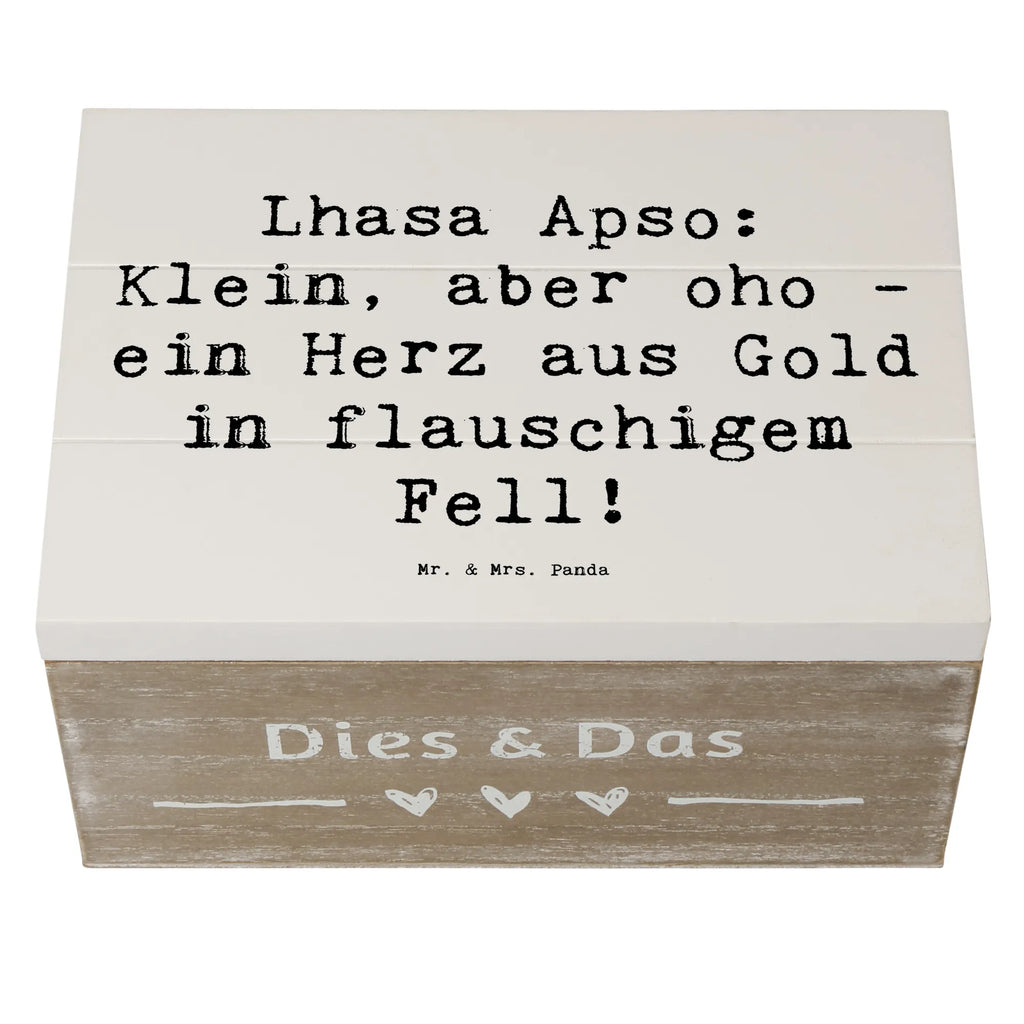 Wooden chest Saying Lhasa Apso: Klein, aber oho - ein Herz aus Gold in flauschigem Fell! Schatzkiste, Geschenkbox, Schatulle, Truhe, XXL, Dekokiste, Geschenkdose, Holzkiste, Kiste, Erinnerungsbox, Aufbewahrungsbox, Erinnerungskiste, Hund, Hunderasse, Rassehund, Hundebesitzer, Geschenk, Tierfreund, Schenken, Welpe