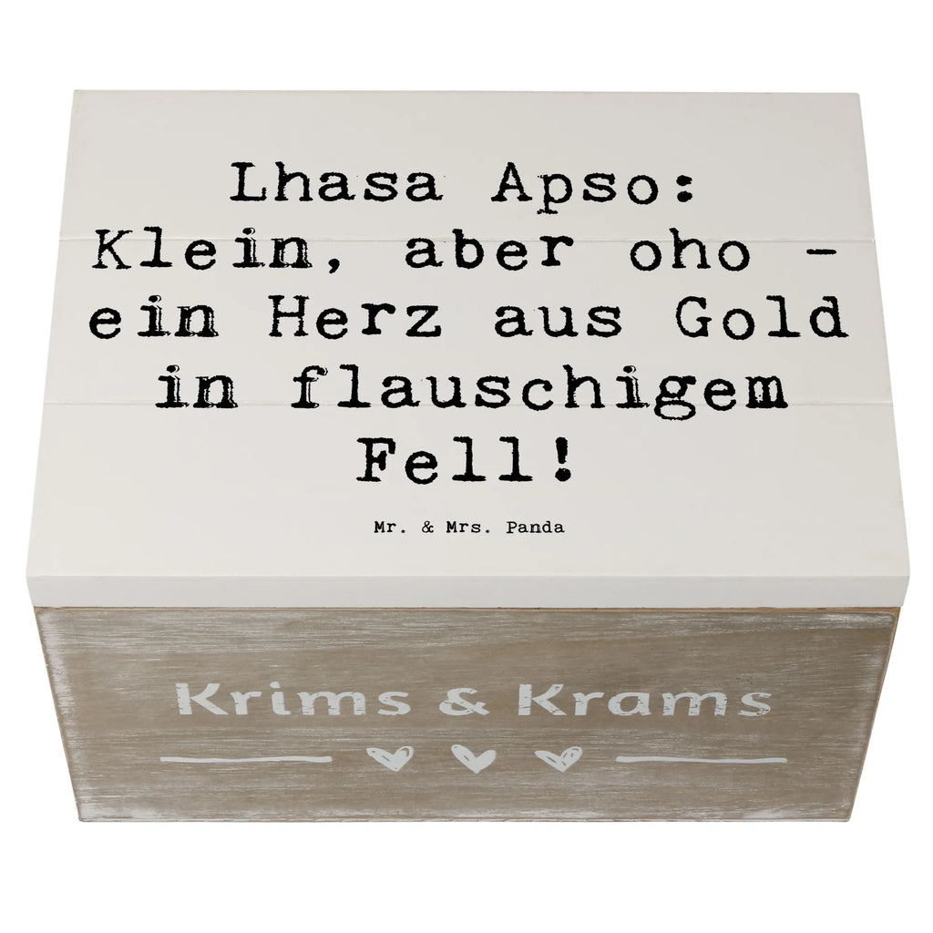 Wooden chest Saying Lhasa Apso: Klein, aber oho - ein Herz aus Gold in flauschigem Fell! Schatzkiste, Geschenkbox, Schatulle, Truhe, XXL, Dekokiste, Geschenkdose, Holzkiste, Kiste, Erinnerungsbox, Aufbewahrungsbox, Erinnerungskiste, Hund, Hunderasse, Rassehund, Hundebesitzer, Geschenk, Tierfreund, Schenken, Welpe