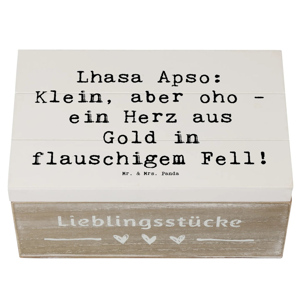 Wooden chest Saying Lhasa Apso: Klein, aber oho - ein Herz aus Gold in flauschigem Fell! Schatzkiste, Geschenkbox, Schatulle, Truhe, XXL, Dekokiste, Geschenkdose, Holzkiste, Kiste, Erinnerungsbox, Aufbewahrungsbox, Erinnerungskiste, Hund, Hunderasse, Rassehund, Hundebesitzer, Geschenk, Tierfreund, Schenken, Welpe