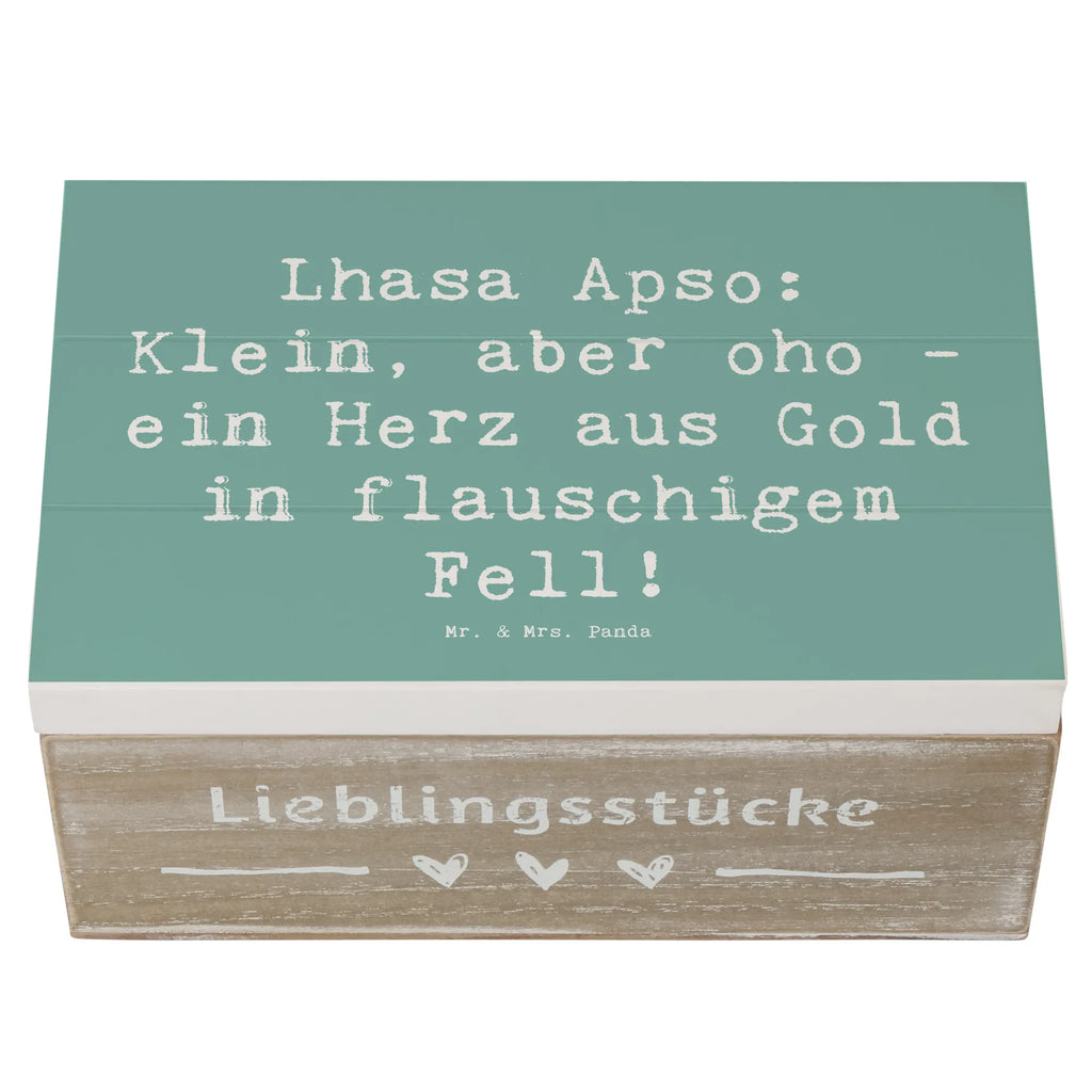 Wooden chest Saying Lhasa Apso: Klein, aber oho - ein Herz aus Gold in flauschigem Fell! Schatzkiste, Geschenkbox, Schatulle, Truhe, XXL, Dekokiste, Geschenkdose, Holzkiste, Kiste, Erinnerungsbox, Aufbewahrungsbox, Erinnerungskiste, Hund, Hunderasse, Rassehund, Hundebesitzer, Geschenk, Tierfreund, Schenken, Welpe