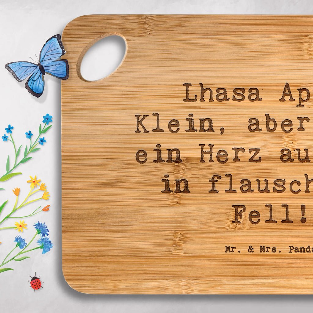 Bambus - deska do krojenia Przysłowie Lhasa Apso: Klein, aber oho - ein Herz aus Gold in flauschigem Fell! Pies, rasa psa, pies rasowy, właściciel psa, prezent, miłośnik zwierząt, dawanie, szczeniak