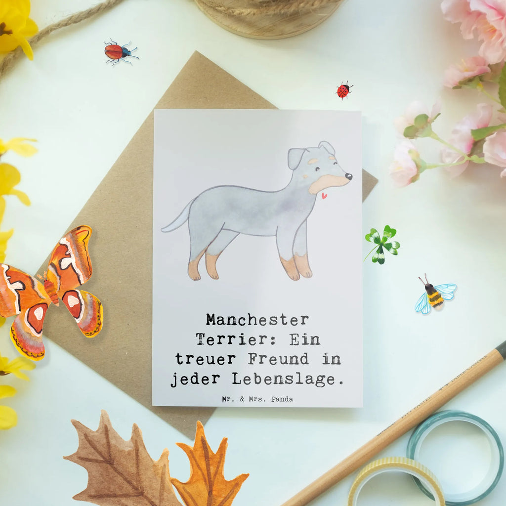 Greetings card Manchester Terrier: Ein treuer Freund in jeder Lebenslage. Klappkarte, Hochzeitskarte, Glückwunschkarte, Einladungskarte, Ansichtskarten, Karte, Geburtstagskarte, Grußkarte, Hund, Hunderasse, Rassehund, Hundebesitzer, Geschenk, Tierfreund, Schenken, Welpe
