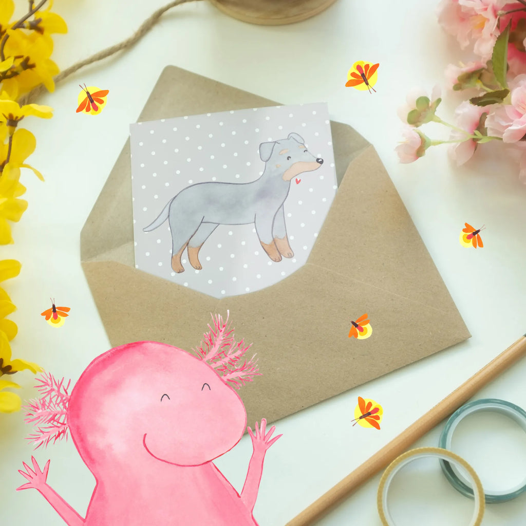 Greetings card Manchester Terrier: Groß in ihrer Persönlichkeit, kompakt in der Größe. Geburtstagskarte, Ansichtskarten, Einladungskarte, Karte, Klappkarte, Glückwunschkarte, Grußkarte, Hochzeitskarte, Hund, Hunderasse, Rassehund, Hundebesitzer, Geschenk, Tierfreund, Schenken, Welpe