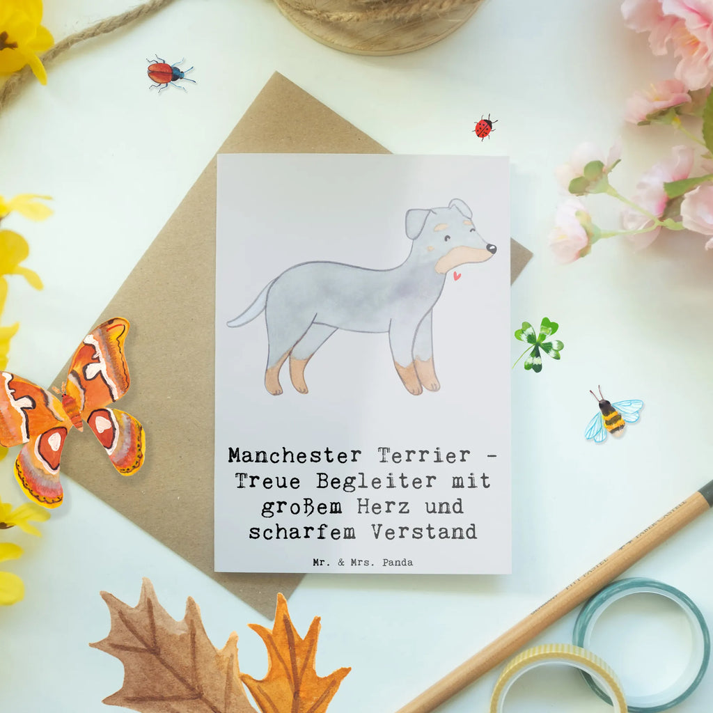 Greetings card Manchester Terrier - Treue Begleiter mit großem Herz und scharfem Verstand Geburtstagskarte, Grußkarte, Glückwunschkarte, Hochzeitskarte, Karte, Ansichtskarten, Einladungskarte, Klappkarte, Hund, Hunderasse, Rassehund, Hundebesitzer, Geschenk, Tierfreund, Schenken, Welpe
