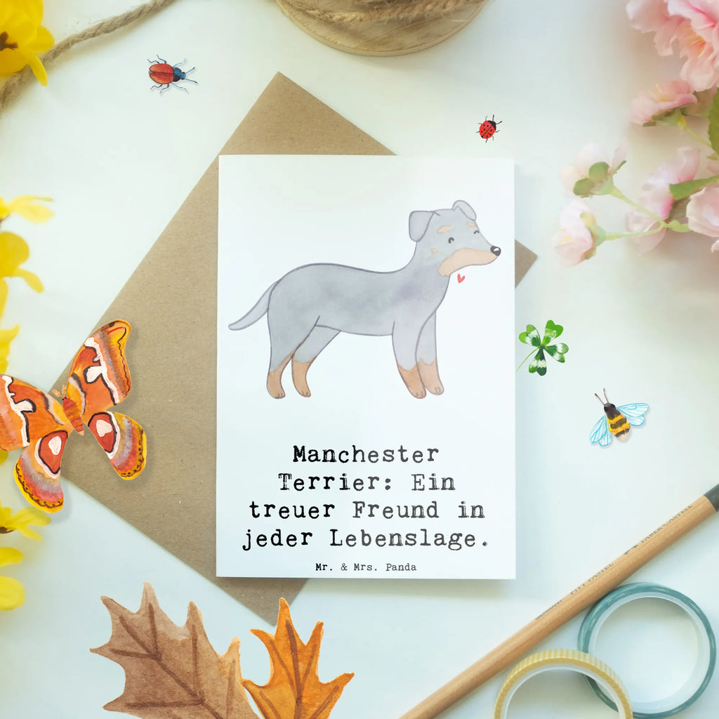 Greetings card Manchester Terrier: Ein treuer Freund in jeder Lebenslage. Klappkarte, Hochzeitskarte, Glückwunschkarte, Einladungskarte, Ansichtskarten, Karte, Geburtstagskarte, Grußkarte, Hund, Hunderasse, Rassehund, Hundebesitzer, Geschenk, Tierfreund, Schenken, Welpe