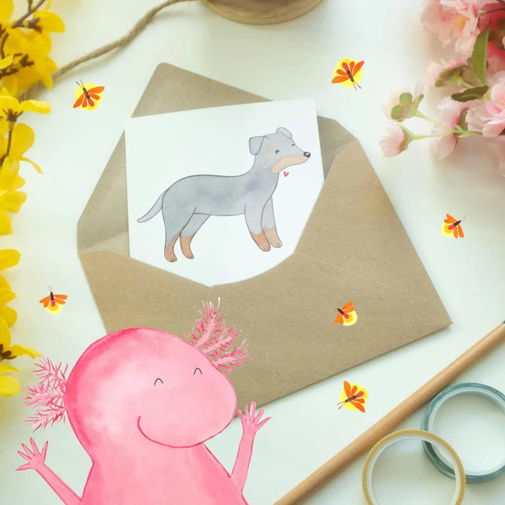 Greetings card Manchester Terrier: Groß in ihrer Persönlichkeit, kompakt in der Größe. Geburtstagskarte, Ansichtskarten, Einladungskarte, Karte, Klappkarte, Glückwunschkarte, Grußkarte, Hochzeitskarte, Hund, Hunderasse, Rassehund, Hundebesitzer, Geschenk, Tierfreund, Schenken, Welpe