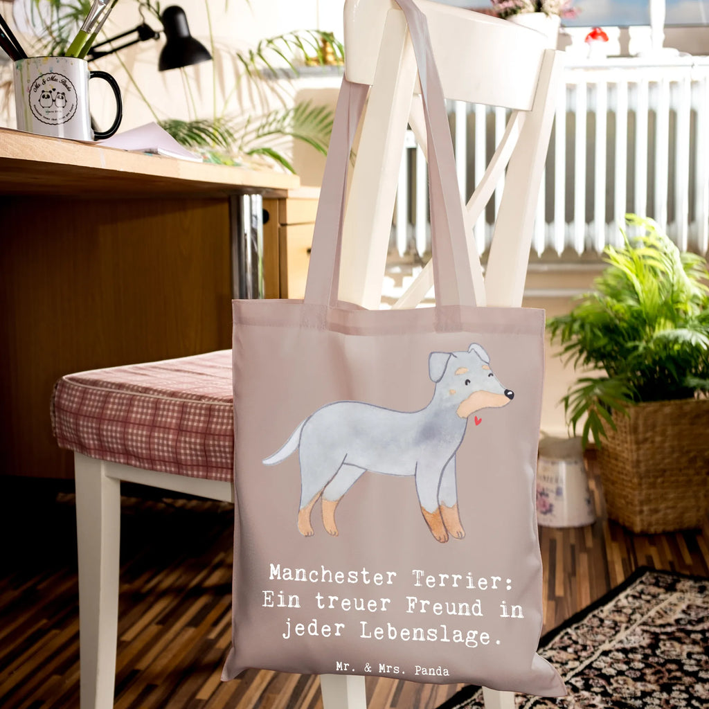 Tote bag Manchester Terrier: Ein treuer Freund in jeder Lebenslage. Shopper, Tragetasche, Einkaufstüte, Beutel, Einkaufstasche, Beuteltasche, Schultertasche, Tasche, Stoffbeutel, Jutebeutel, Stofftasche, Jutetasche, Strandtasche, Badetasche, Umhängetasche, Laptoptasche, Hund, Hunderasse, Rassehund, Hundebesitzer, Geschenk, Tierfreund, Schenken, Welpe