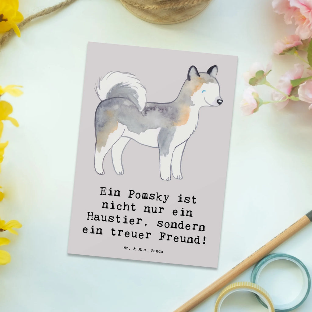 Postcard Ein Pomsky ist nicht nur ein Haustier, sondern ein treuer Freund! Grußkarte, Postkarte, Einladung, Ansichtskarten, Einladungskarten Geburtstag, Dankeskarte, Einladung Geburtstag, Einladungskarte, Karte, Geschenkkarte, Geburtstagskarte, Ansichtskarte, Hund, Hunderasse, Rassehund, Hundebesitzer, Geschenk, Tierfreund, Schenken, Welpe