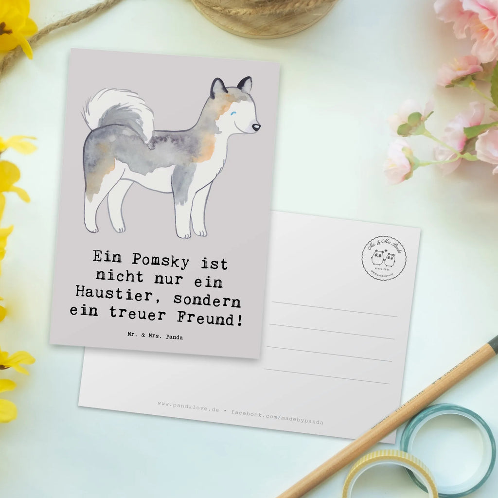 Postcard Ein Pomsky ist nicht nur ein Haustier, sondern ein treuer Freund! Grußkarte, Postkarte, Einladung, Ansichtskarten, Einladungskarten Geburtstag, Dankeskarte, Einladung Geburtstag, Einladungskarte, Karte, Geschenkkarte, Geburtstagskarte, Ansichtskarte, Hund, Hunderasse, Rassehund, Hundebesitzer, Geschenk, Tierfreund, Schenken, Welpe