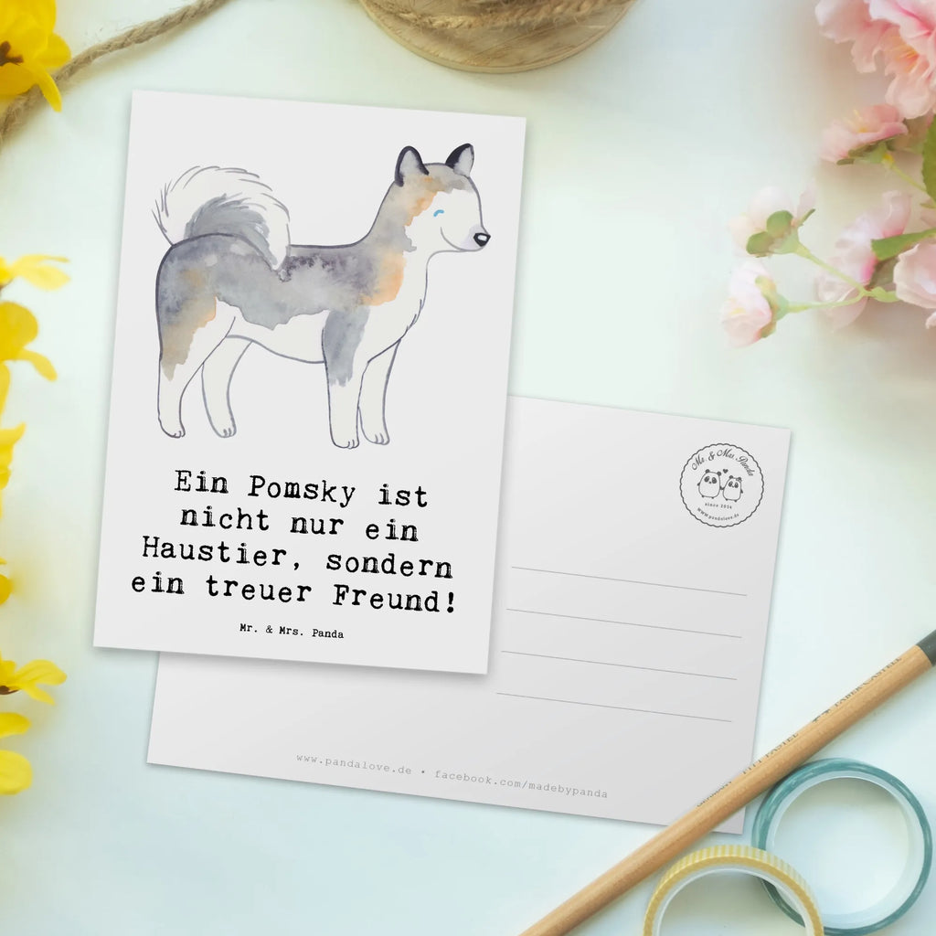 Postcard Ein Pomsky ist nicht nur ein Haustier, sondern ein treuer Freund! Grußkarte, Postkarte, Einladung, Ansichtskarten, Einladungskarten Geburtstag, Dankeskarte, Einladung Geburtstag, Einladungskarte, Karte, Geschenkkarte, Geburtstagskarte, Ansichtskarte, Hund, Hunderasse, Rassehund, Hundebesitzer, Geschenk, Tierfreund, Schenken, Welpe