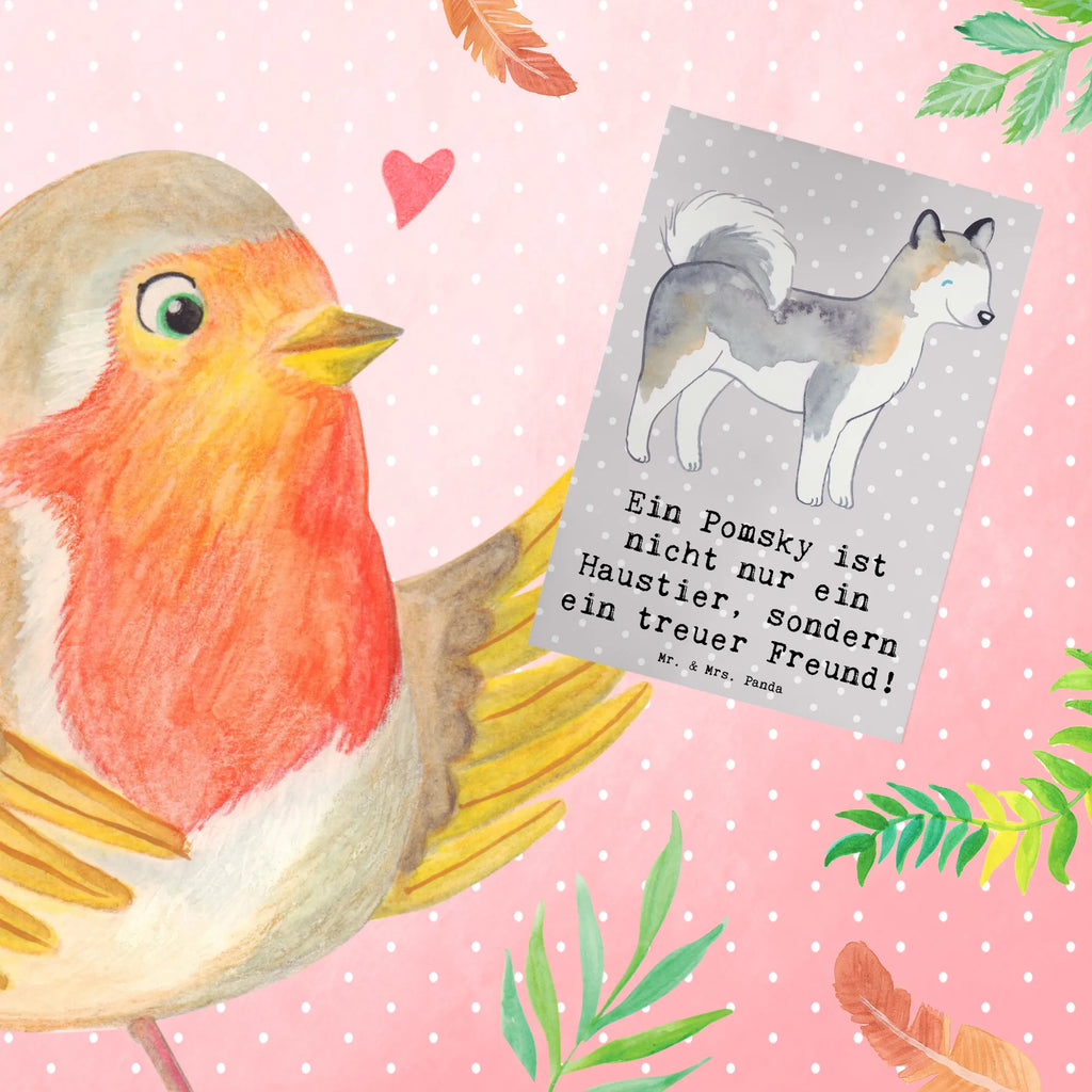 Grußkarte Pomsky Freund Ansichtskarten, Karte, Glückwunschkarte, Geburtstagskarte, Grußkarte, Hochzeitskarte, Klappkarte, Einladungskarte, Hund, Hunderasse, Rassehund, Hundebesitzer, Geschenk, Tierfreund, Schenken, Welpe