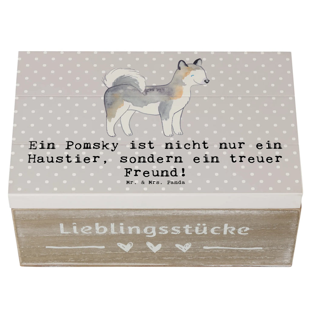 Holzkiste Pomsky Freund Schatzkiste, Truhe, Erinnerungskiste, Kiste, Aufbewahrungsbox, Holzkiste, Geschenkbox, Erinnerungsbox, Schatulle, Geschenkdose, Dekokiste, XXL, Hund, Hunderasse, Rassehund, Hundebesitzer, Geschenk, Tierfreund, Schenken, Welpe