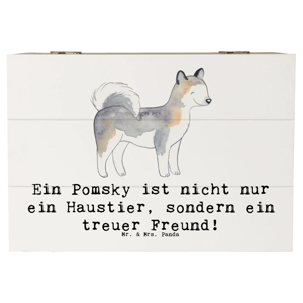 Holzkiste Pomsky Freund Schatzkiste, Truhe, Erinnerungskiste, Kiste, Aufbewahrungsbox, Holzkiste, Geschenkbox, Erinnerungsbox, Schatulle, Geschenkdose, Dekokiste, XXL, Hund, Hunderasse, Rassehund, Hundebesitzer, Geschenk, Tierfreund, Schenken, Welpe