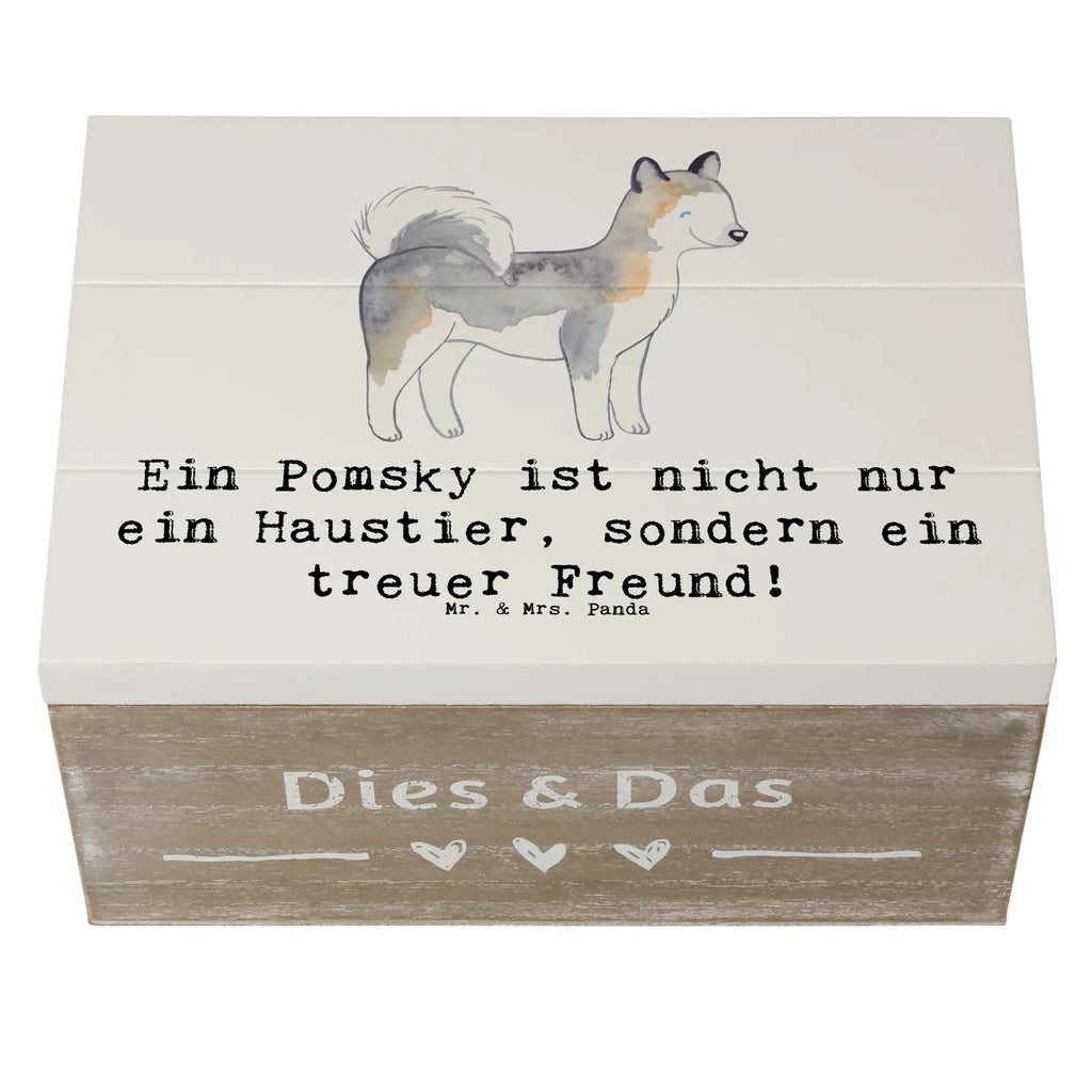 Holzkiste Pomsky Freund Schatzkiste, Truhe, Erinnerungskiste, Kiste, Aufbewahrungsbox, Holzkiste, Geschenkbox, Erinnerungsbox, Schatulle, Geschenkdose, Dekokiste, XXL, Hund, Hunderasse, Rassehund, Hundebesitzer, Geschenk, Tierfreund, Schenken, Welpe