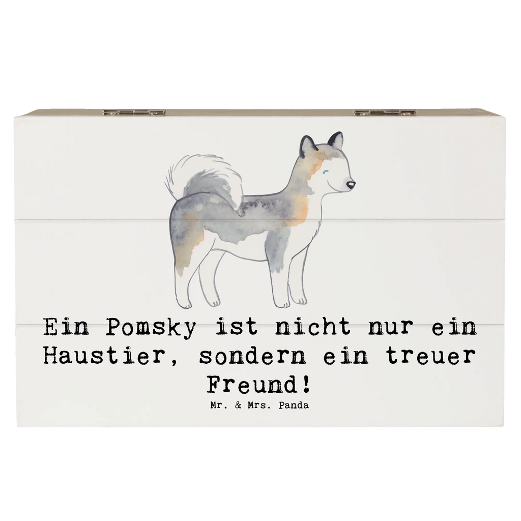 Holzkiste Pomsky Freund Schatzkiste, Truhe, Erinnerungskiste, Kiste, Aufbewahrungsbox, Holzkiste, Geschenkbox, Erinnerungsbox, Schatulle, Geschenkdose, Dekokiste, XXL, Hund, Hunderasse, Rassehund, Hundebesitzer, Geschenk, Tierfreund, Schenken, Welpe