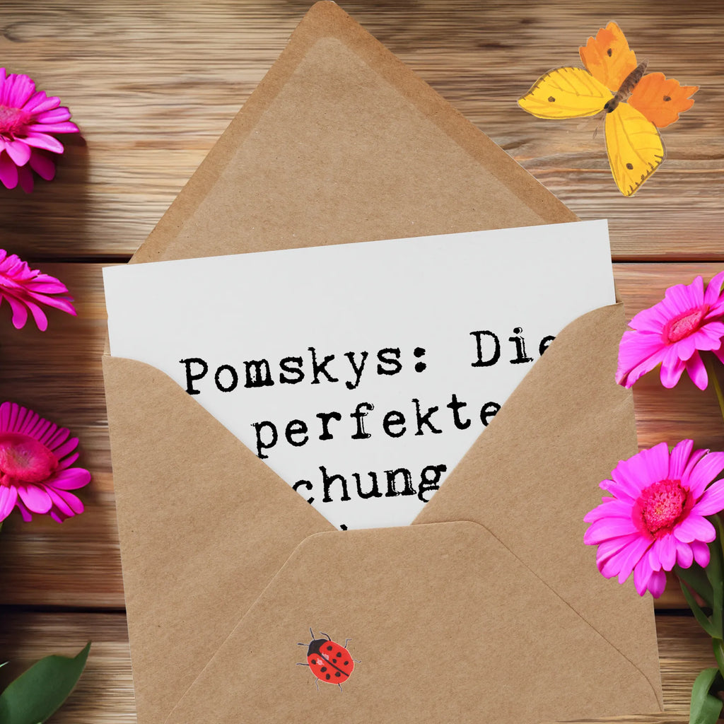 Deluxe Karte Spruch Pomsky Perfektion Hochwertige Grußkarte, Grußkarte, Karte, Glückwunschkarte, Hochzeitskarte, Klappkarte, Hochwertige Klappkarte, Geburtstagskarte, Einladungskarte, Hund, Hunderasse, Rassehund, Hundebesitzer, Geschenk, Tierfreund, Schenken, Welpe