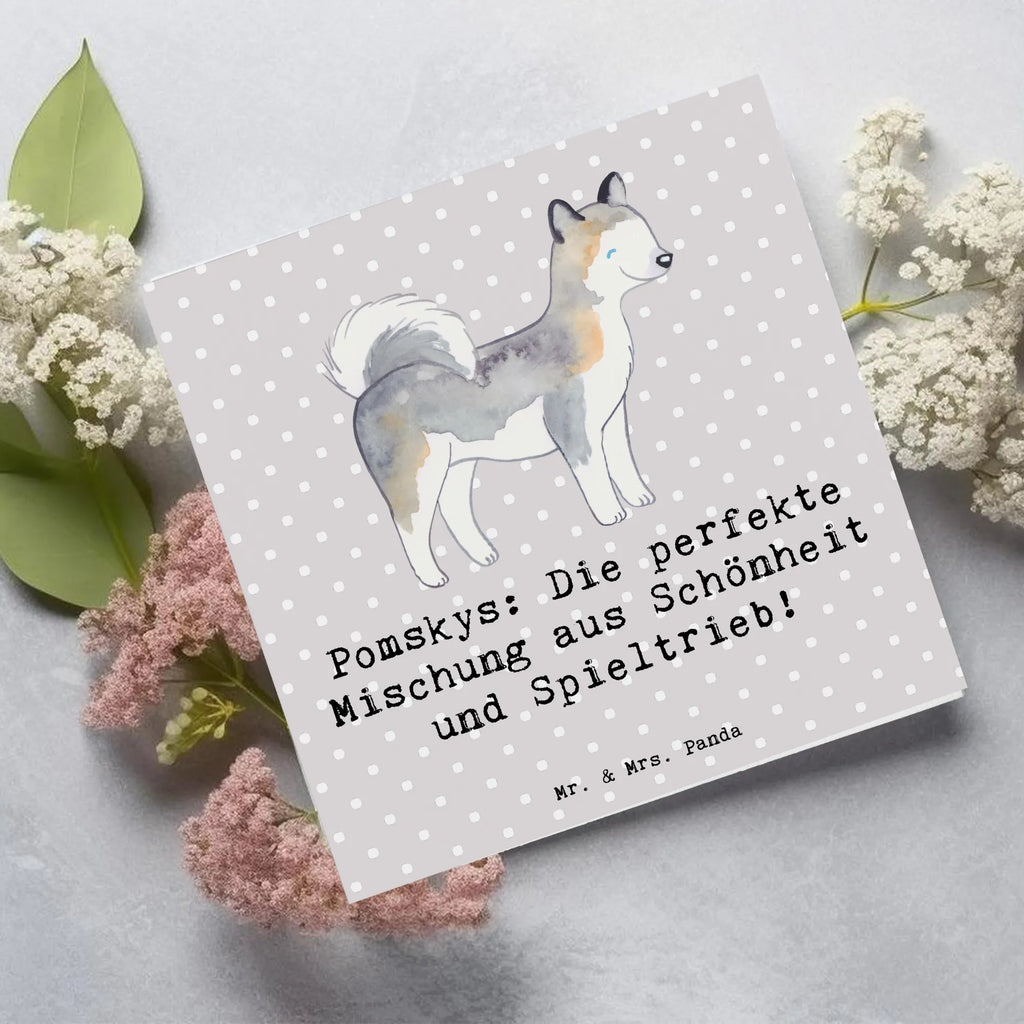 Deluxe Karte Pomsky Perfektion Grußkarte, Geburtstagskarte, Hochwertige Klappkarte, Hochzeitskarte, Hochwertige Grußkarte, Einladungskarte, Glückwunschkarte, Klappkarte, Karte, Hund, Hunderasse, Rassehund, Hundebesitzer, Geschenk, Tierfreund, Schenken, Welpe