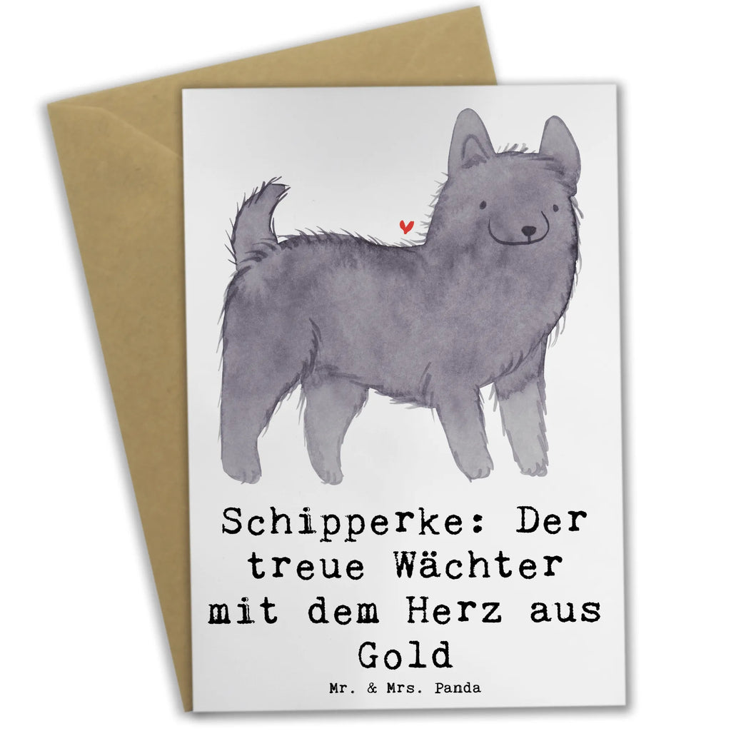 Greetings card Schipperke: Der treue Wächter mit dem Herz aus Gold Klappkarte, Hochzeitskarte, Einladungskarte, Grußkarte, Glückwunschkarte, Karte, Geburtstagskarte, Ansichtskarten, Hund, Hunderasse, Rassehund, Hundebesitzer, Geschenk, Tierfreund, Schenken, Welpe