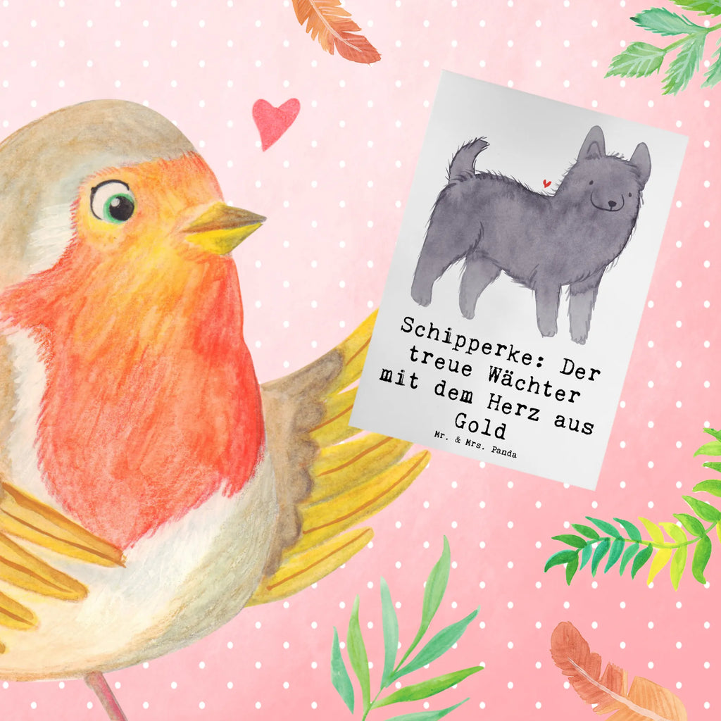 Greetings card Schipperke: Der treue Wächter mit dem Herz aus Gold Klappkarte, Hochzeitskarte, Einladungskarte, Grußkarte, Glückwunschkarte, Karte, Geburtstagskarte, Ansichtskarten, Hund, Hunderasse, Rassehund, Hundebesitzer, Geschenk, Tierfreund, Schenken, Welpe