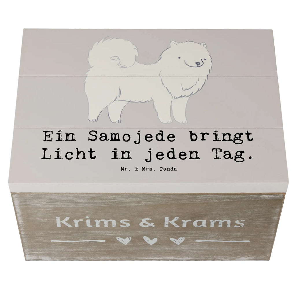 Holzkiste Samojede Licht Aufbewahrungsbox, Geschenkbox, Schatzkiste, Truhe, Erinnerungsbox, Geschenkdose, Holzkiste, Dekokiste, Kiste, XXL, Erinnerungskiste, Schatulle, Hund, Hunderasse, Rassehund, Hundebesitzer, Geschenk, Tierfreund, Schenken, Welpe
