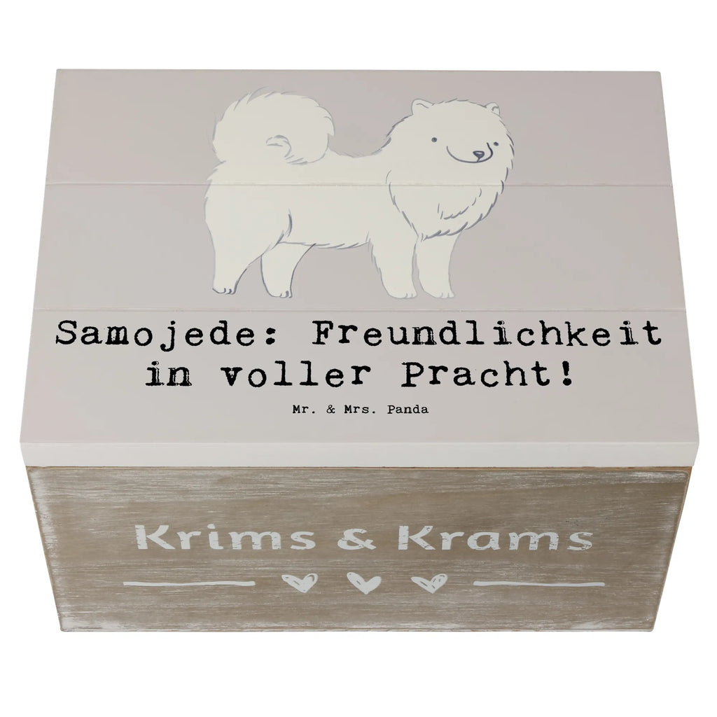 Holzkiste Samojede Freundlichkeit Erinnerungskiste, Kiste, XXL, Dekokiste, Aufbewahrungsbox, Geschenkdose, Erinnerungsbox, Schatulle, Truhe, Schatzkiste, Holzkiste, Geschenkbox, Hund, Hunderasse, Rassehund, Hundebesitzer, Geschenk, Tierfreund, Schenken, Welpe