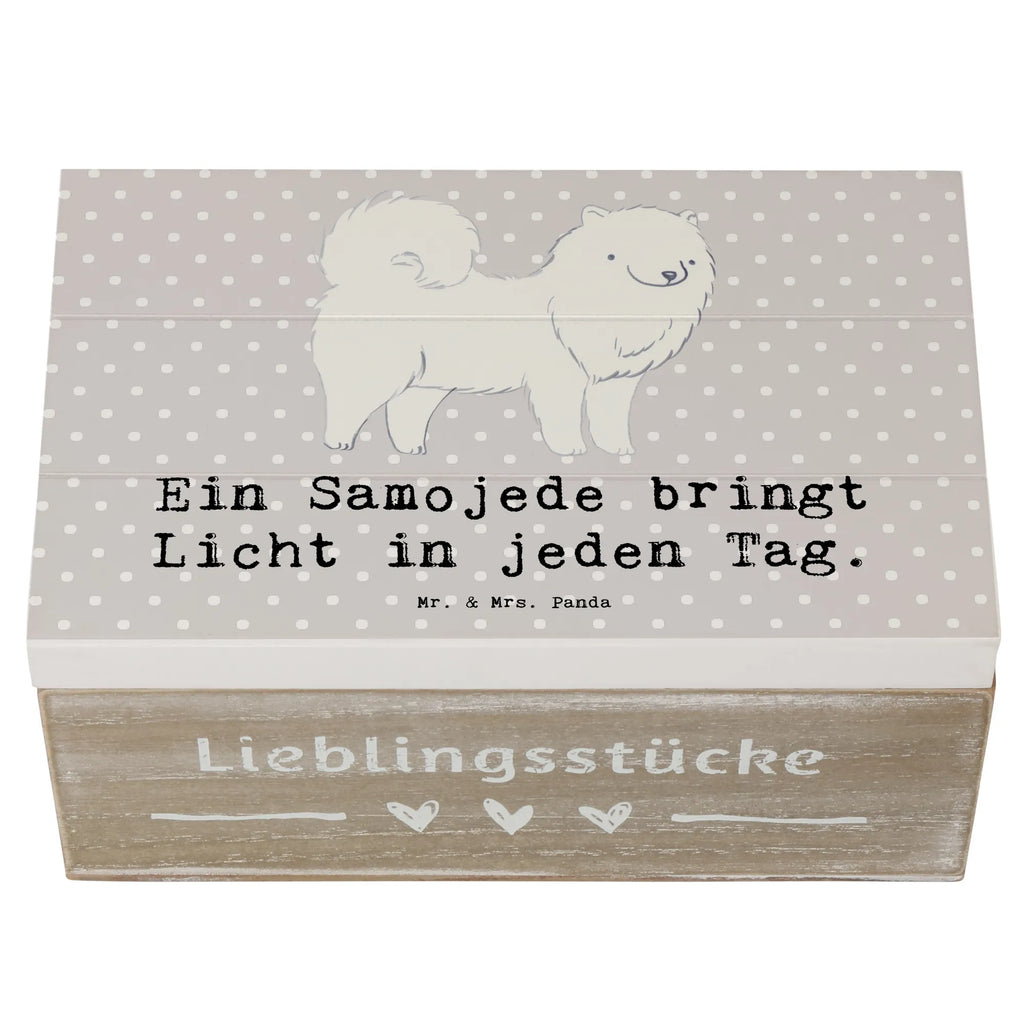 Holzkiste Samojede Licht Aufbewahrungsbox, Geschenkbox, Schatzkiste, Truhe, Erinnerungsbox, Geschenkdose, Holzkiste, Dekokiste, Kiste, XXL, Erinnerungskiste, Schatulle, Hund, Hunderasse, Rassehund, Hundebesitzer, Geschenk, Tierfreund, Schenken, Welpe