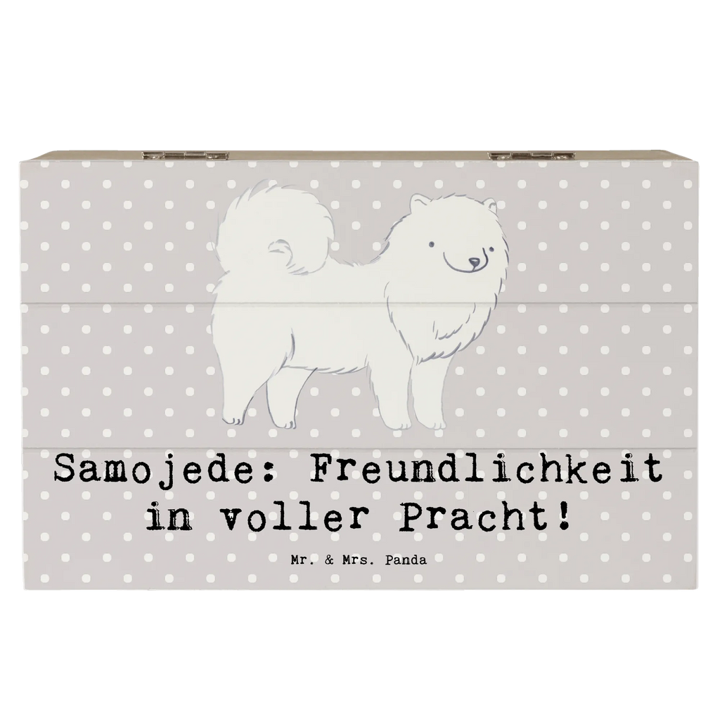 Holzkiste Samojede Freundlichkeit Erinnerungskiste, Kiste, XXL, Dekokiste, Aufbewahrungsbox, Geschenkdose, Erinnerungsbox, Schatulle, Truhe, Schatzkiste, Holzkiste, Geschenkbox, Hund, Hunderasse, Rassehund, Hundebesitzer, Geschenk, Tierfreund, Schenken, Welpe