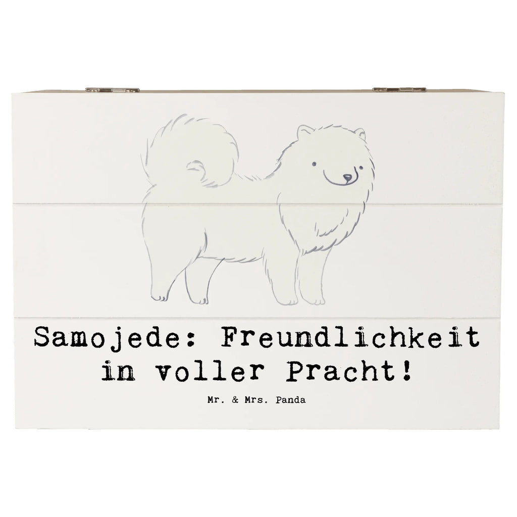 Holzkiste Samojede Freundlichkeit Erinnerungskiste, Kiste, XXL, Dekokiste, Aufbewahrungsbox, Geschenkdose, Erinnerungsbox, Schatulle, Truhe, Schatzkiste, Holzkiste, Geschenkbox, Hund, Hunderasse, Rassehund, Hundebesitzer, Geschenk, Tierfreund, Schenken, Welpe