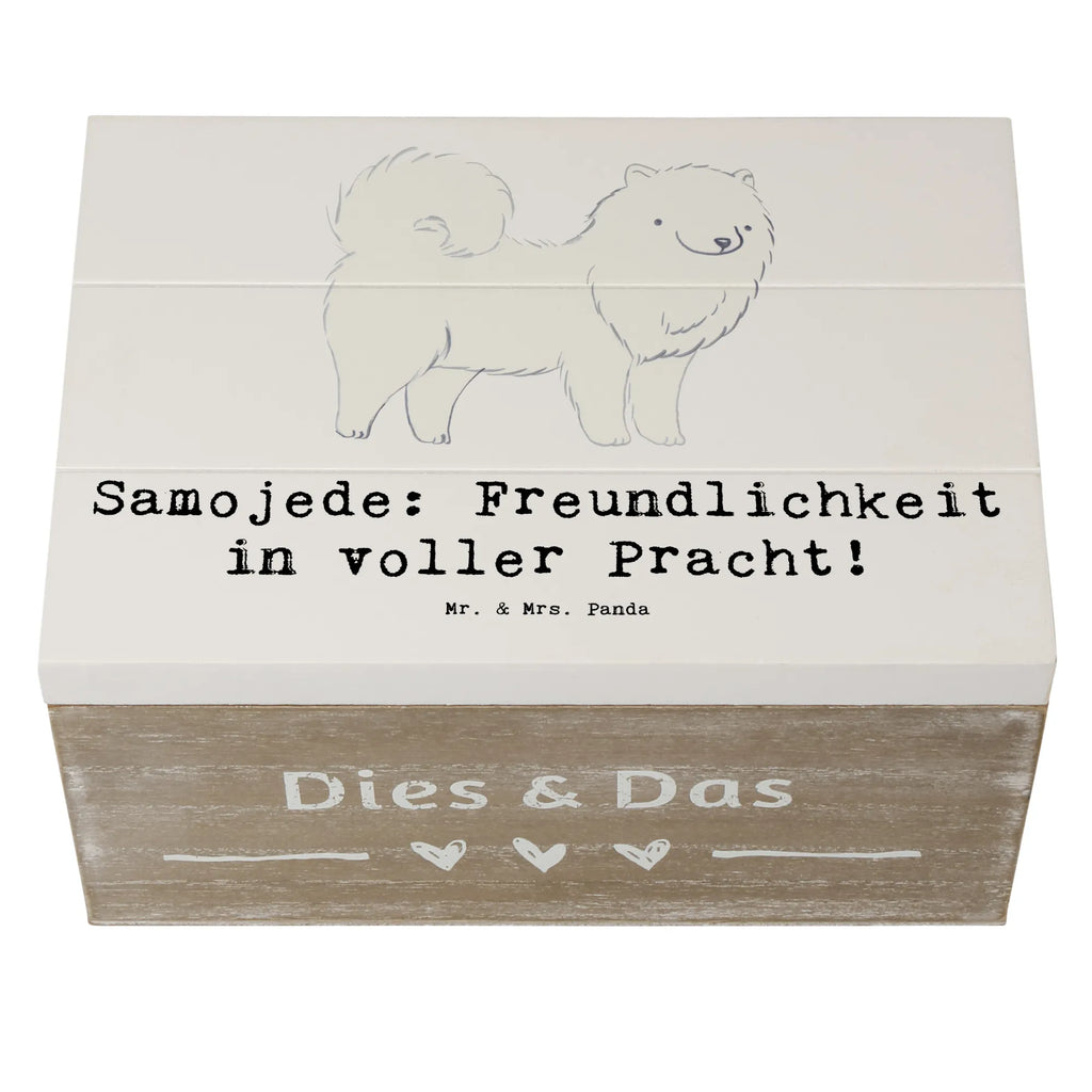 Holzkiste Samojede Freundlichkeit Erinnerungskiste, Kiste, XXL, Dekokiste, Aufbewahrungsbox, Geschenkdose, Erinnerungsbox, Schatulle, Truhe, Schatzkiste, Holzkiste, Geschenkbox, Hund, Hunderasse, Rassehund, Hundebesitzer, Geschenk, Tierfreund, Schenken, Welpe