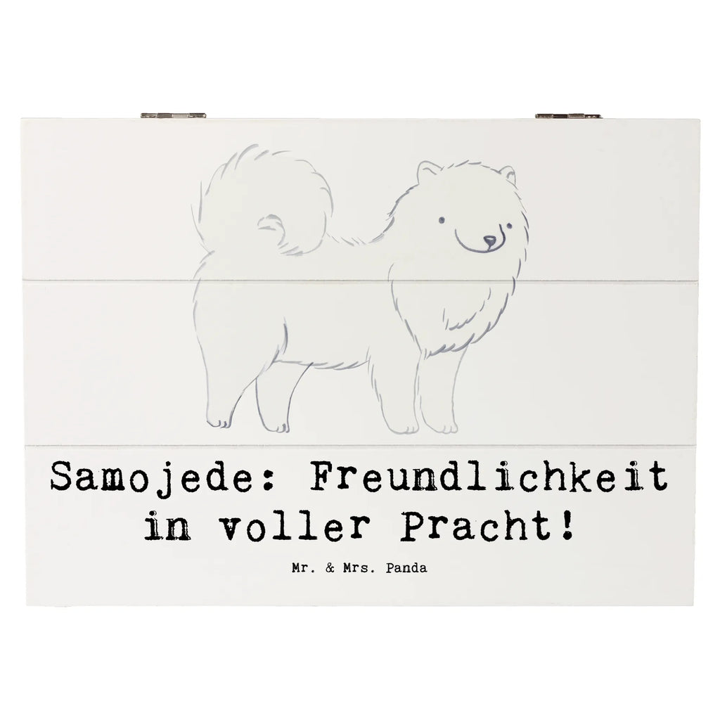 Holzkiste Samojede Freundlichkeit Erinnerungskiste, Kiste, XXL, Dekokiste, Aufbewahrungsbox, Geschenkdose, Erinnerungsbox, Schatulle, Truhe, Schatzkiste, Holzkiste, Geschenkbox, Hund, Hunderasse, Rassehund, Hundebesitzer, Geschenk, Tierfreund, Schenken, Welpe