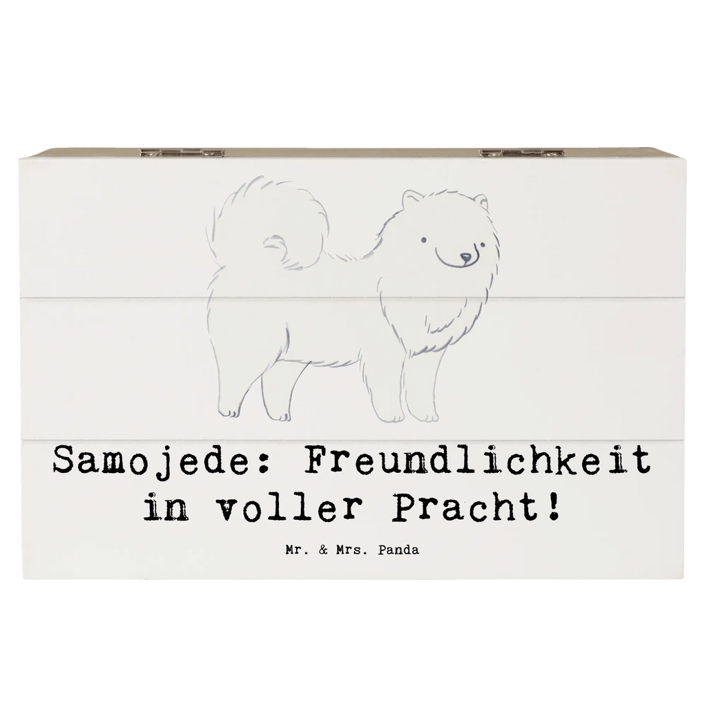Holzkiste Samojede Freundlichkeit Erinnerungskiste, Kiste, XXL, Dekokiste, Aufbewahrungsbox, Geschenkdose, Erinnerungsbox, Schatulle, Truhe, Schatzkiste, Holzkiste, Geschenkbox, Hund, Hunderasse, Rassehund, Hundebesitzer, Geschenk, Tierfreund, Schenken, Welpe