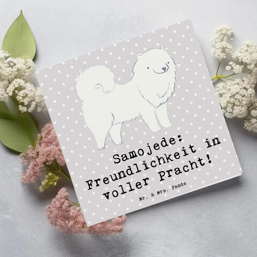Deluxe Karte Samojede Freundlichkeit Einladungskarte, Klappkarte, Hochwertige Klappkarte, Karte, Hochzeitskarte, Glückwunschkarte, Hochwertige Grußkarte, Grußkarte, Geburtstagskarte, Hund, Hunderasse, Rassehund, Hundebesitzer, Geschenk, Tierfreund, Schenken, Welpe