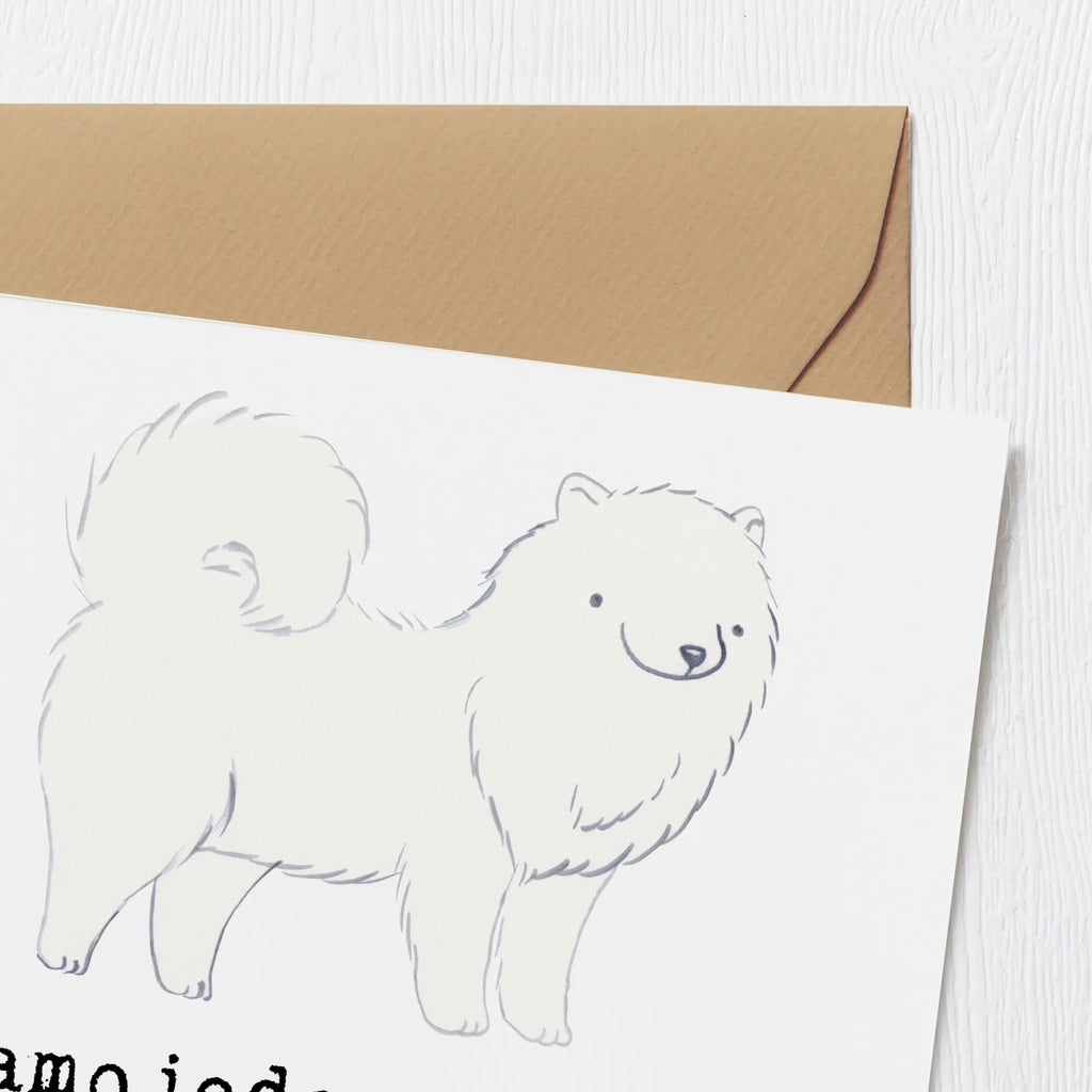 Deluxe Karte Samojede Herz Glückwunschkarte, Karte, Grußkarte, Geburtstagskarte, Einladungskarte, Hochwertige Klappkarte, Hochzeitskarte, Klappkarte, Hochwertige Grußkarte, Hund, Hunderasse, Rassehund, Hundebesitzer, Geschenk, Tierfreund, Schenken, Welpe