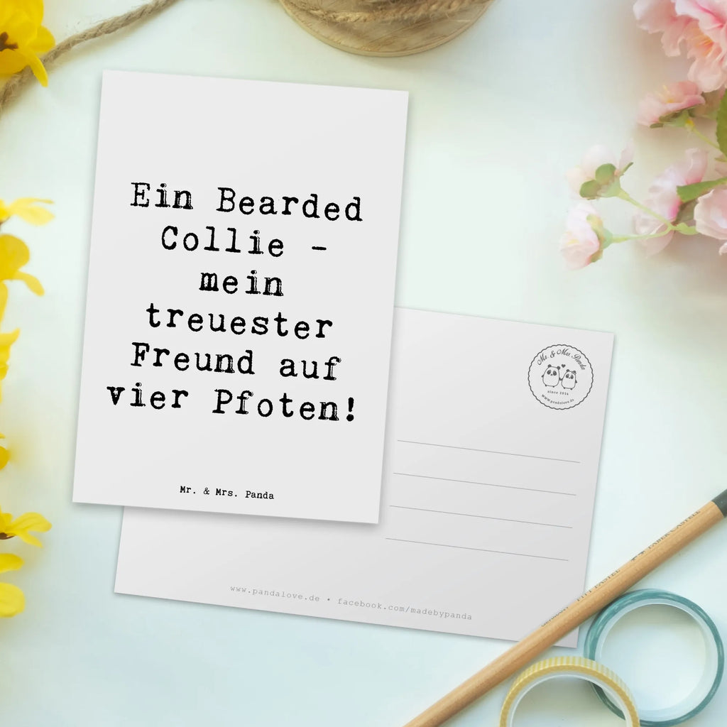 Postcard Saying Ein Bearded Collie - mein treuester Freund auf vier Pfoten! Postkarte, Ansichtskarten, Geburtstagskarte, Einladungskarten Geburtstag, Dankeskarte, Karte, Ansichtskarte, Geschenkkarte, Einladung, Grußkarte, Einladung Geburtstag, Einladungskarte, Hund, Hunderasse, Rassehund, Hundebesitzer, Geschenk, Tierfreund, Schenken, Welpe
