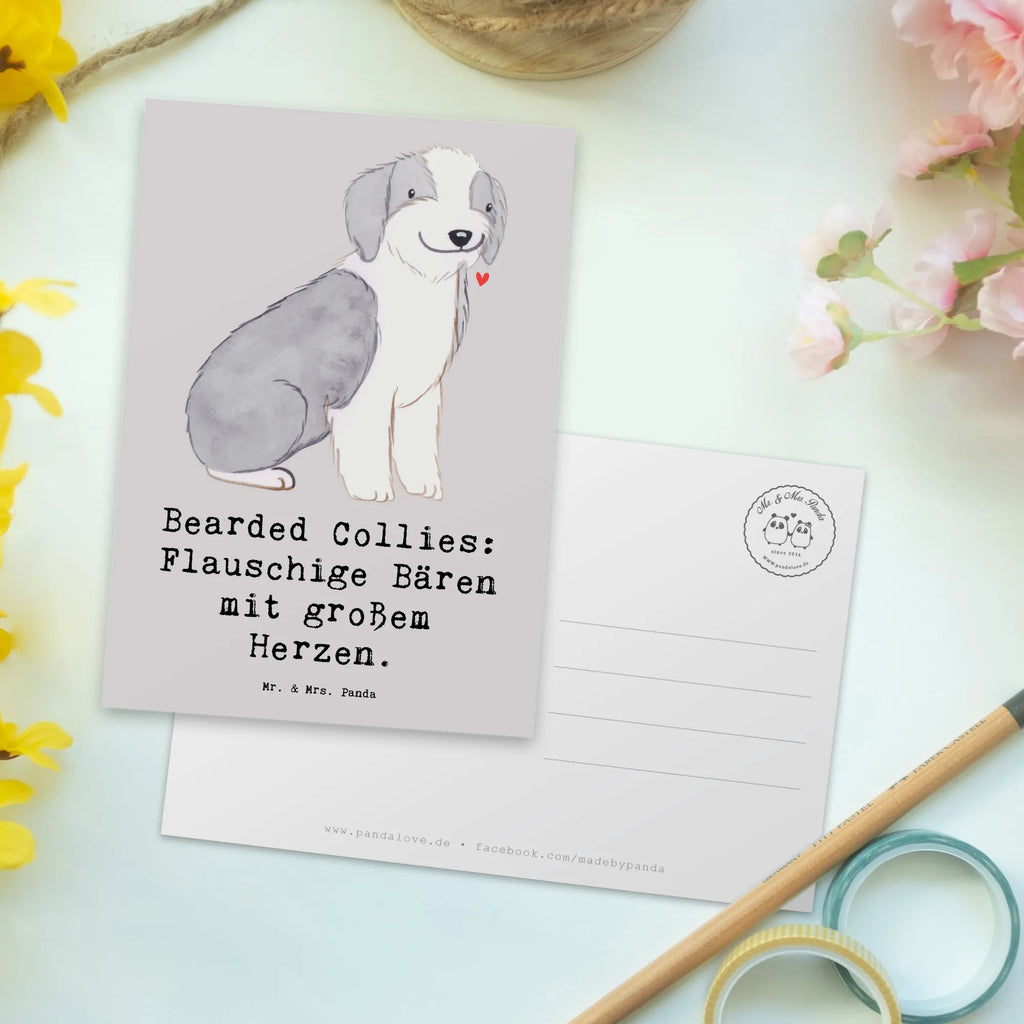 Postkarte Bearded Collie Bärenherz Grußkarte, Geschenkkarte, Ansichtskarten, Ansichtskarte, Dankeskarte, Einladungskarte, Einladungskarten Geburtstag, Postkarte, Einladung Geburtstag, Geburtstagskarte, Karte, Einladung, Hund, Hunderasse, Rassehund, Hundebesitzer, Geschenk, Tierfreund, Schenken, Welpe