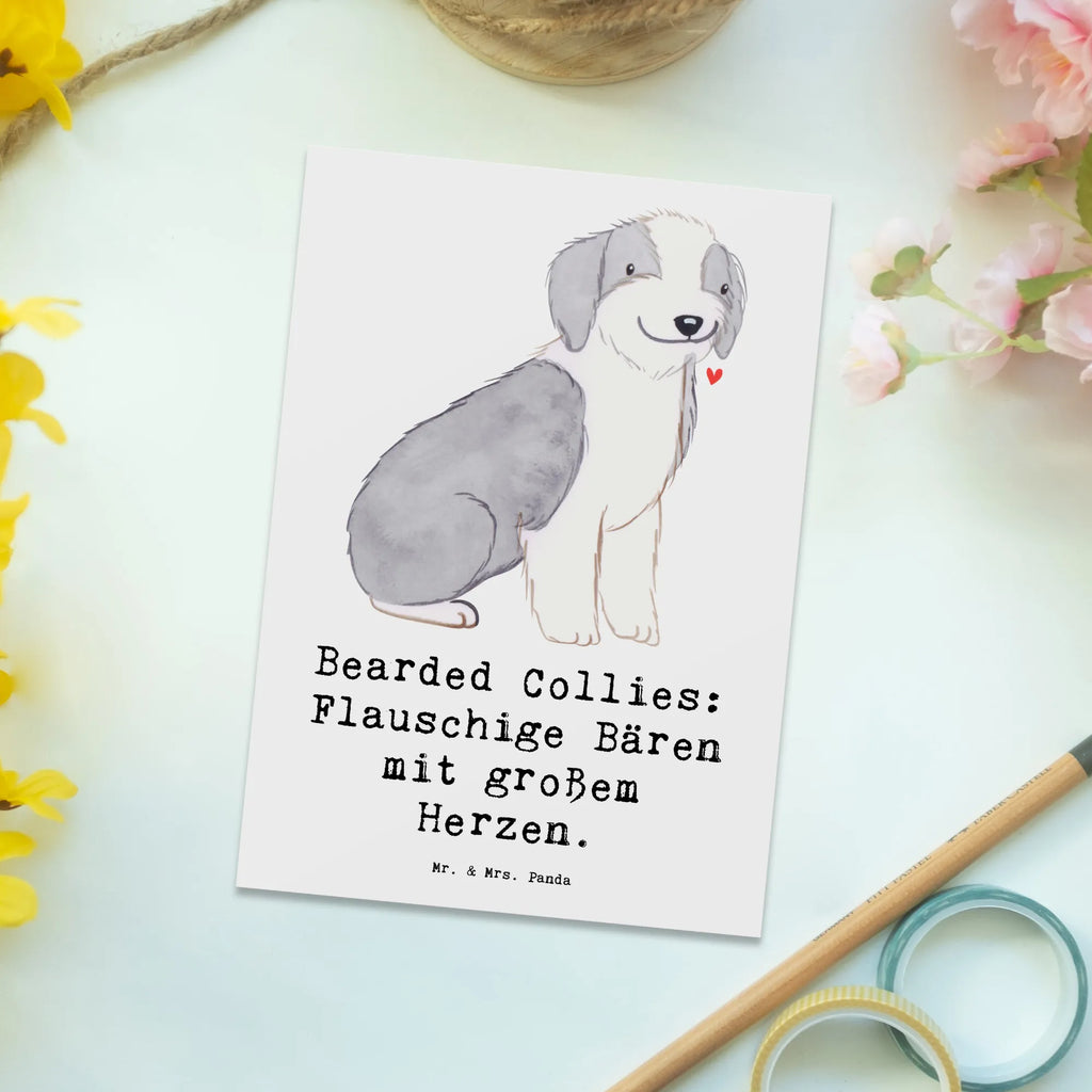 Postkarte Bearded Collie Bärenherz Grußkarte, Geschenkkarte, Ansichtskarten, Ansichtskarte, Dankeskarte, Einladungskarte, Einladungskarten Geburtstag, Postkarte, Einladung Geburtstag, Geburtstagskarte, Karte, Einladung, Hund, Hunderasse, Rassehund, Hundebesitzer, Geschenk, Tierfreund, Schenken, Welpe