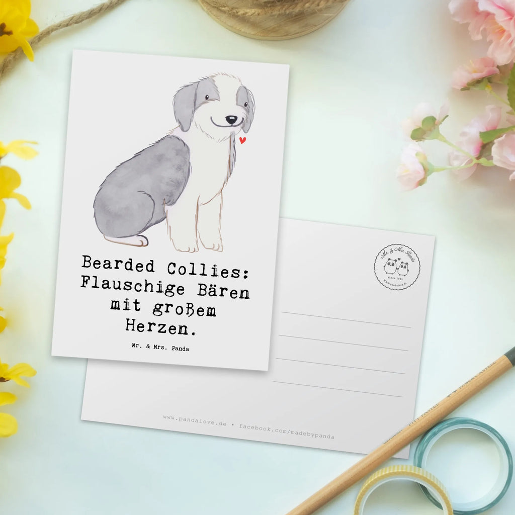 Postkarte Bearded Collie Bärenherz Grußkarte, Geschenkkarte, Ansichtskarten, Ansichtskarte, Dankeskarte, Einladungskarte, Einladungskarten Geburtstag, Postkarte, Einladung Geburtstag, Geburtstagskarte, Karte, Einladung, Hund, Hunderasse, Rassehund, Hundebesitzer, Geschenk, Tierfreund, Schenken, Welpe