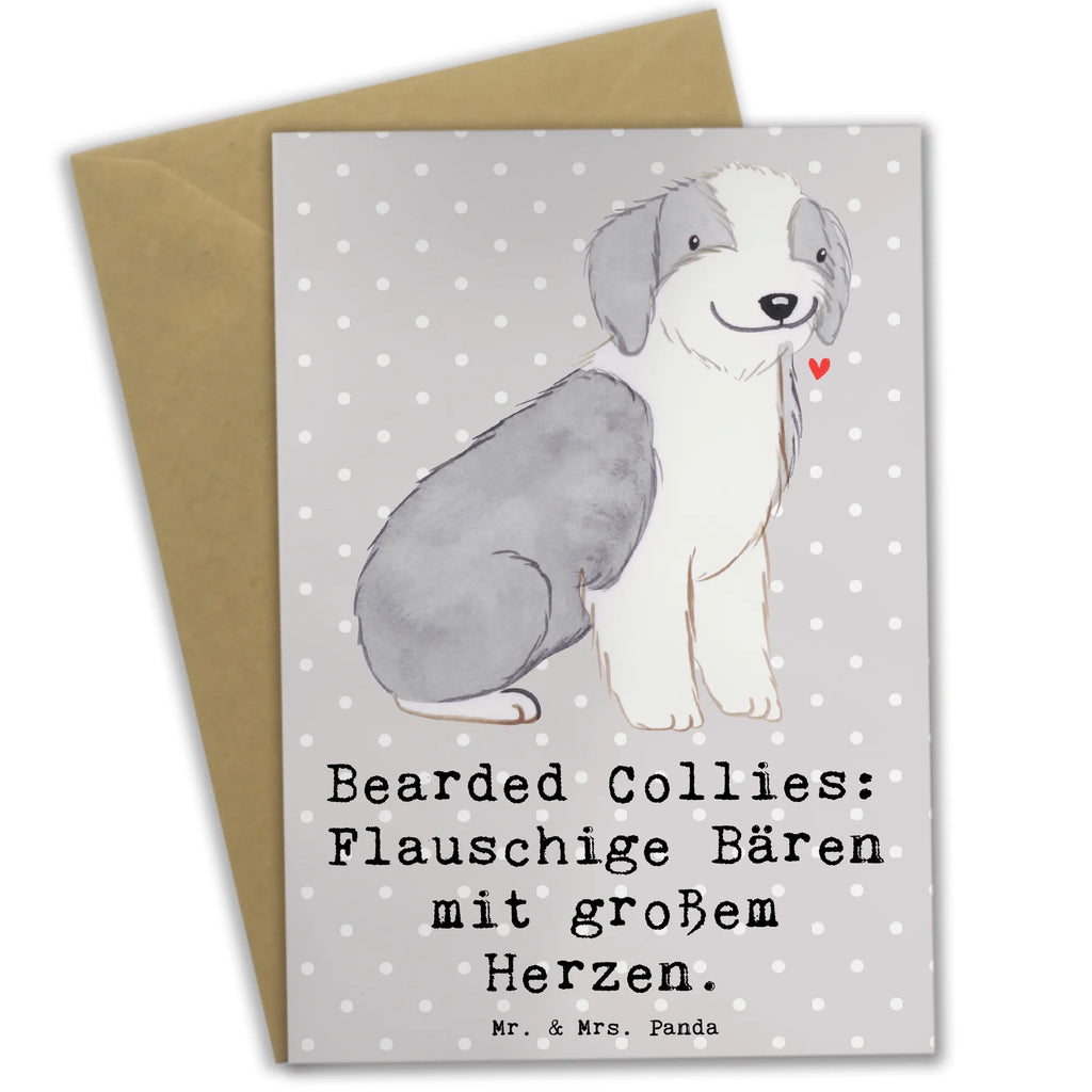 Greetings card Bearded Collies: Flauschige Bären mit großem Herzen. Grußkarte, Ansichtskarten, Karte, Hochzeitskarte, Einladungskarte, Geburtstagskarte, Glückwunschkarte, Klappkarte, Hund, Hunderasse, Rassehund, Hundebesitzer, Geschenk, Tierfreund, Schenken, Welpe