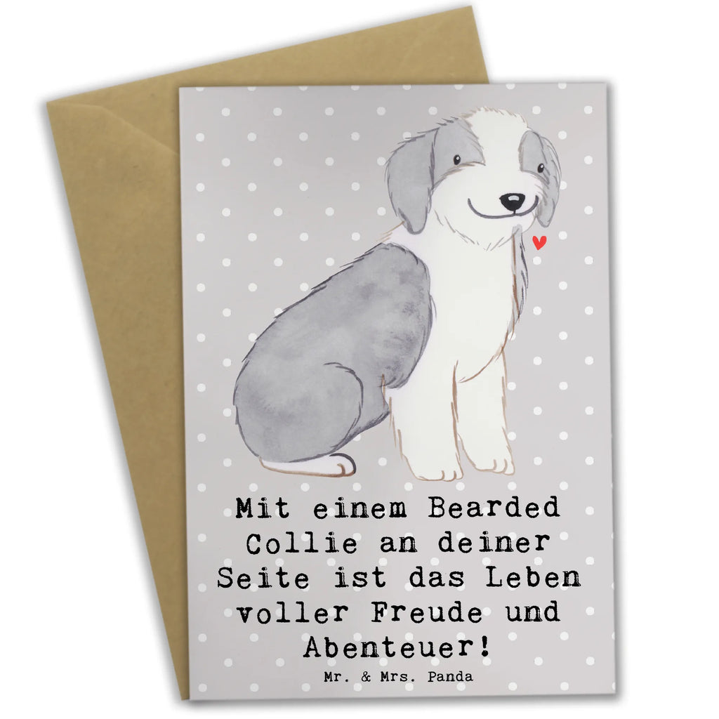 Greetings card Mit einem Bearded Collie an deiner Seite ist das Leben voller Freude und Abenteuer! Karte, Geburtstagskarte, Glückwunschkarte, Ansichtskarten, Hochzeitskarte, Einladungskarte, Grußkarte, Klappkarte, Hund, Hunderasse, Rassehund, Hundebesitzer, Geschenk, Tierfreund, Schenken, Welpe