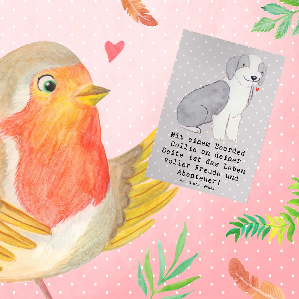 Greetings card Mit einem Bearded Collie an deiner Seite ist das Leben voller Freude und Abenteuer! Karte, Geburtstagskarte, Glückwunschkarte, Ansichtskarten, Hochzeitskarte, Einladungskarte, Grußkarte, Klappkarte, Hund, Hunderasse, Rassehund, Hundebesitzer, Geschenk, Tierfreund, Schenken, Welpe
