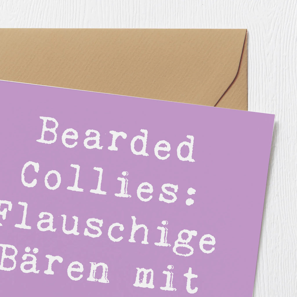 Deluxe Karte Spruch Bearded Collie Bärenherz Klappkarte, Hochwertige Grußkarte, Hochzeitskarte, Geburtstagskarte, Einladungskarte, Karte, Hochwertige Klappkarte, Glückwunschkarte, Grußkarte, Hund, Hunderasse, Rassehund, Hundebesitzer, Geschenk, Tierfreund, Schenken, Welpe