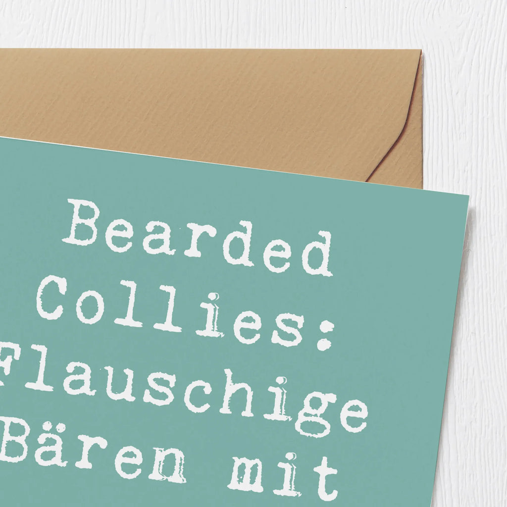 Deluxe Karte Spruch Bearded Collie Bärenherz Klappkarte, Hochwertige Grußkarte, Hochzeitskarte, Geburtstagskarte, Einladungskarte, Karte, Hochwertige Klappkarte, Glückwunschkarte, Grußkarte, Hund, Hunderasse, Rassehund, Hundebesitzer, Geschenk, Tierfreund, Schenken, Welpe