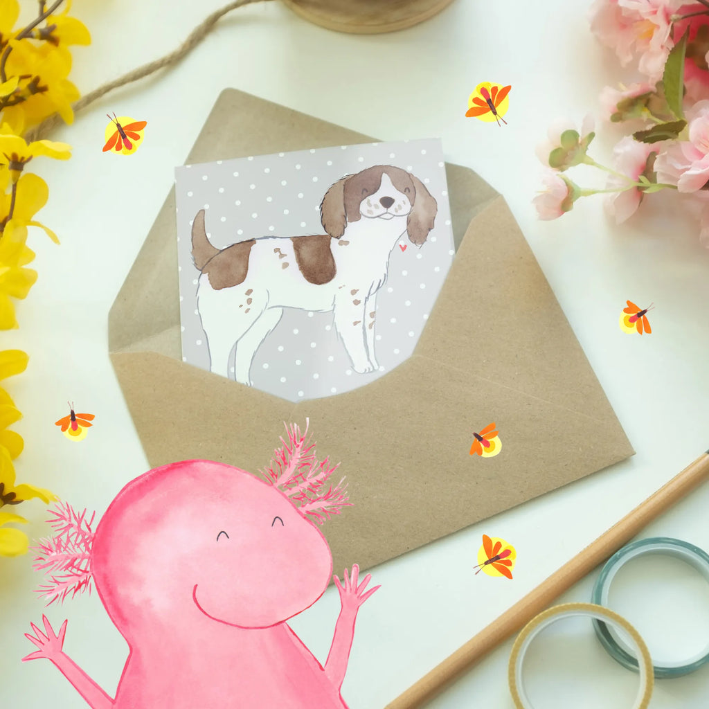 Greetings card Mit einem English Springer Spaniel hast du nie einen langweiligen Moment! Karte, Einladungskarte, Grußkarte, Hochzeitskarte, Glückwunschkarte, Klappkarte, Ansichtskarten, Geburtstagskarte, Hund, Hunderasse, Rassehund, Hundebesitzer, Geschenk, Tierfreund, Schenken, Welpe