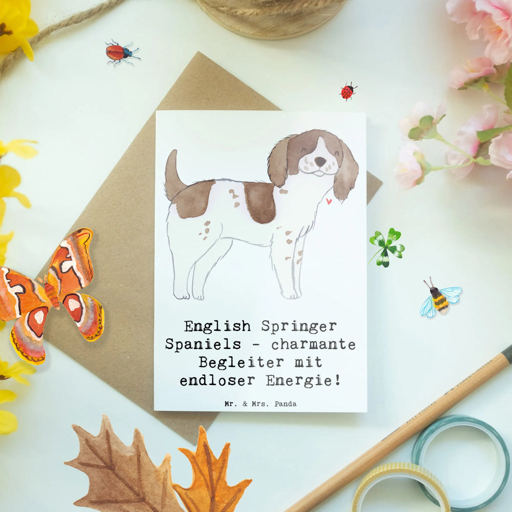 Greetings card English Springer Spaniels - charmante Begleiter mit endloser Energie! Einladungskarte, Grußkarte, Ansichtskarten, Glückwunschkarte, Karte, Hochzeitskarte, Klappkarte, Geburtstagskarte, Hund, Hunderasse, Rassehund, Hundebesitzer, Geschenk, Tierfreund, Schenken, Welpe