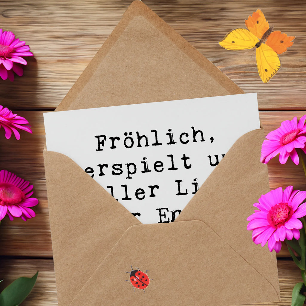 Deluxe Card Saying Fröhlich, verspielt und voller Liebe - der English Springer Spaniel! Glückwunschkarte, Grußkarte, Klappkarte, Hochwertige Klappkarte, Einladungskarte, Geburtstagskarte, Karte, Hochwertige Grußkarte, Hochzeitskarte, Hund, Hunderasse, Rassehund, Hundebesitzer, Geschenk, Tierfreund, Schenken, Welpe