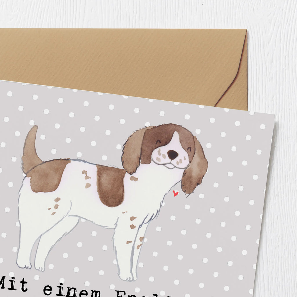 Deluxe Card Mit einem English Springer Spaniel hast du nie einen langweiligen Moment! Hochwertige Grußkarte, Hochwertige Klappkarte, Glückwunschkarte, Karte, Einladungskarte, Geburtstagskarte, Grußkarte, Hochzeitskarte, Klappkarte, Hund, Hunderasse, Rassehund, Hundebesitzer, Geschenk, Tierfreund, Schenken, Welpe