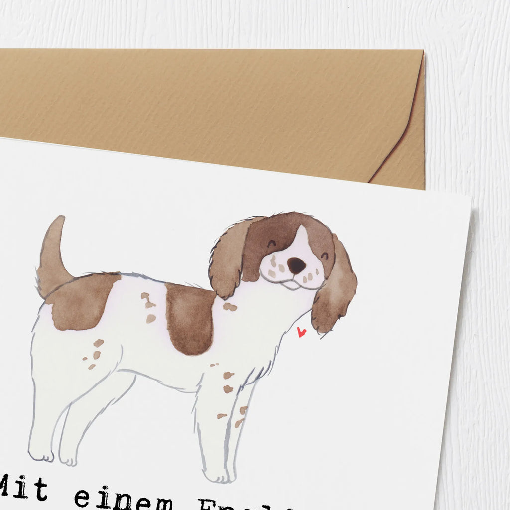Deluxe Card Mit einem English Springer Spaniel hast du nie einen langweiligen Moment! Hochwertige Grußkarte, Hochwertige Klappkarte, Glückwunschkarte, Karte, Einladungskarte, Geburtstagskarte, Grußkarte, Hochzeitskarte, Klappkarte, Hund, Hunderasse, Rassehund, Hundebesitzer, Geschenk, Tierfreund, Schenken, Welpe