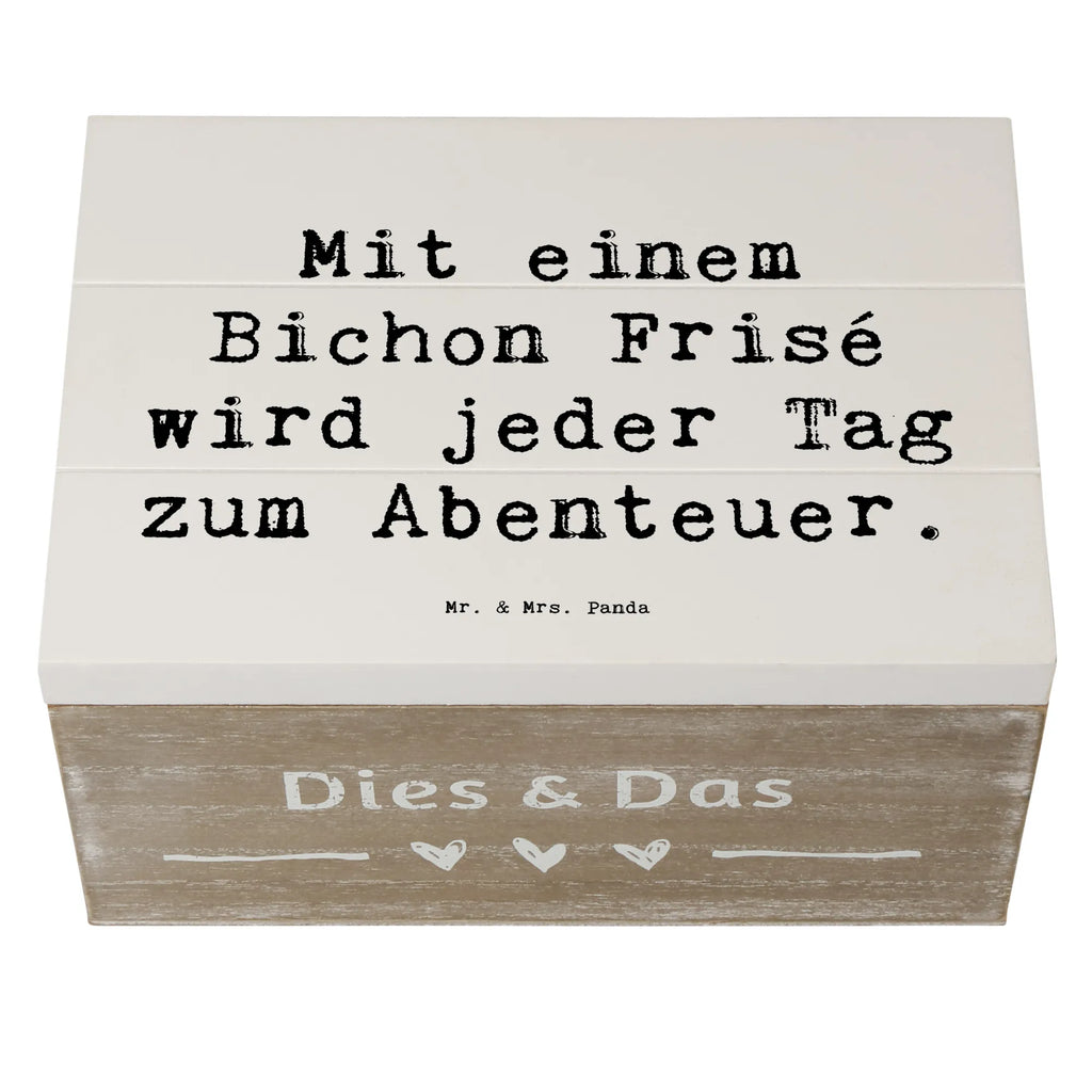Holzkiste Spruch Mit einem Bichon Frisé wird jeder Tag zum Abenteuer. Kiste, Geschenkbox, Erinnerungskiste, Erinnerungsbox, Aufbewahrungsbox, Dekokiste, Geschenkdose, Schatulle, Holzkiste, Schatzkiste, XXL, Truhe, Hund, Hunderasse, Rassehund, Hundebesitzer, Geschenk, Tierfreund, Schenken, Welpe