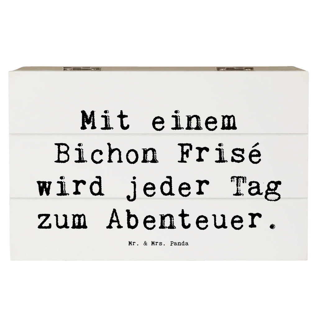 Holzkiste Spruch Mit einem Bichon Frisé wird jeder Tag zum Abenteuer. Kiste, Geschenkbox, Erinnerungskiste, Erinnerungsbox, Aufbewahrungsbox, Dekokiste, Geschenkdose, Schatulle, Holzkiste, Schatzkiste, XXL, Truhe, Hund, Hunderasse, Rassehund, Hundebesitzer, Geschenk, Tierfreund, Schenken, Welpe