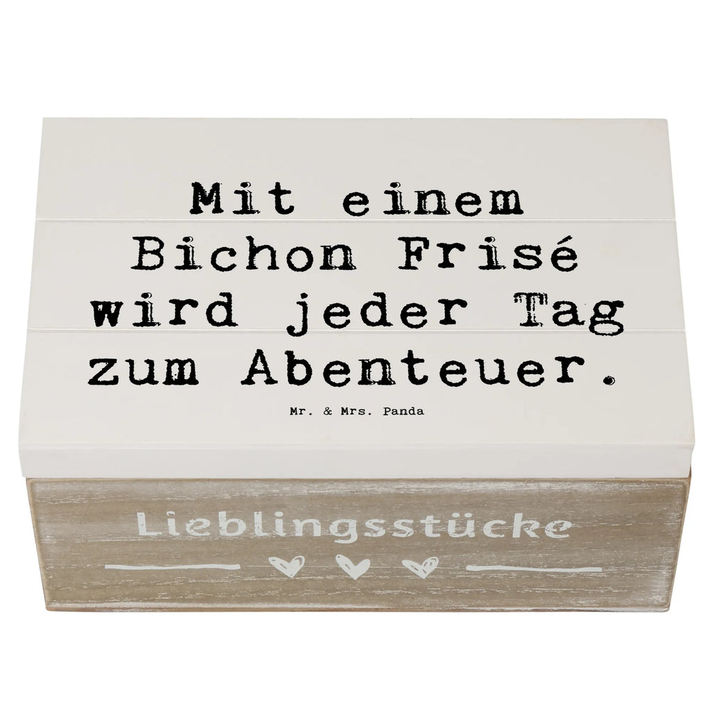 Holzkiste Spruch Mit einem Bichon Frisé wird jeder Tag zum Abenteuer. Kiste, Geschenkbox, Erinnerungskiste, Erinnerungsbox, Aufbewahrungsbox, Dekokiste, Geschenkdose, Schatulle, Holzkiste, Schatzkiste, XXL, Truhe, Hund, Hunderasse, Rassehund, Hundebesitzer, Geschenk, Tierfreund, Schenken, Welpe